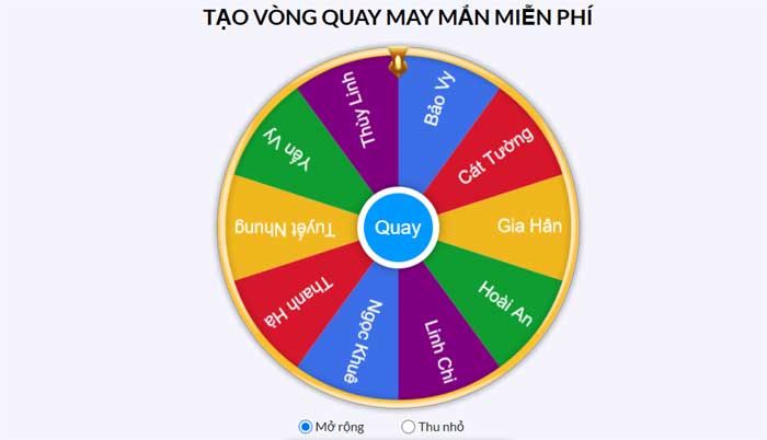 Đây là hình vòng quay may mắn để gọi tên học sinh trả lời các câu hỏi tỏng phần đọc hiểu